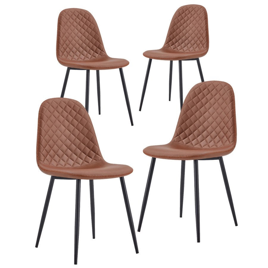 Set 4 Sedie 43x42x86 cm in Similpelle Trapuntata Bella Marrone