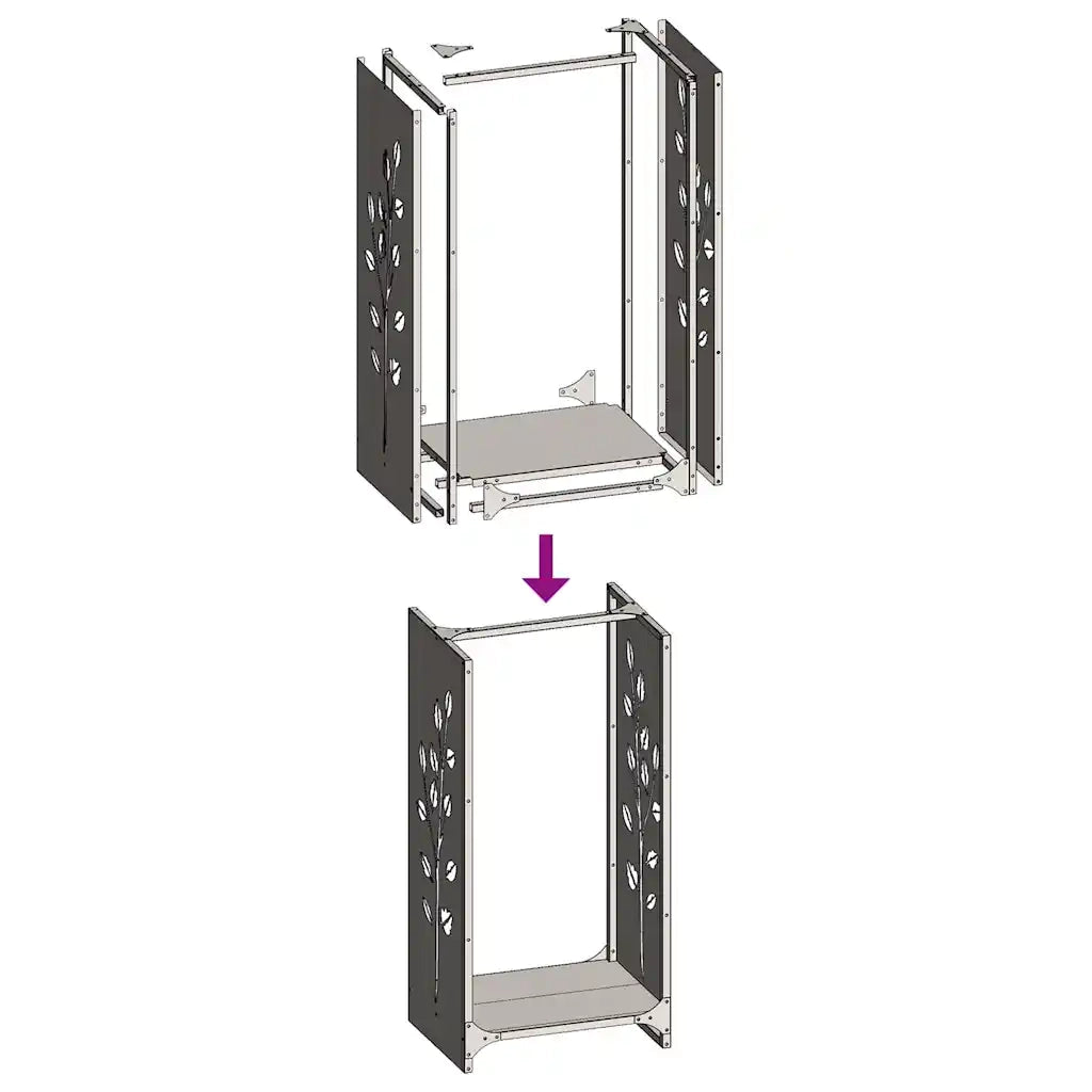 Rastrelliera per Legna da Ardere Nera 40x30x80 cm CFW4912587