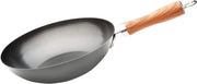 Wok in acciaio inossidabile a induzione 24 cm con trattamento antiaderente Kwantanium e 3 strati di acciaio inossidabile con finitura a legno - adatto per tutti i fornelli a gas Wok in acciaio inossidabile a induzione