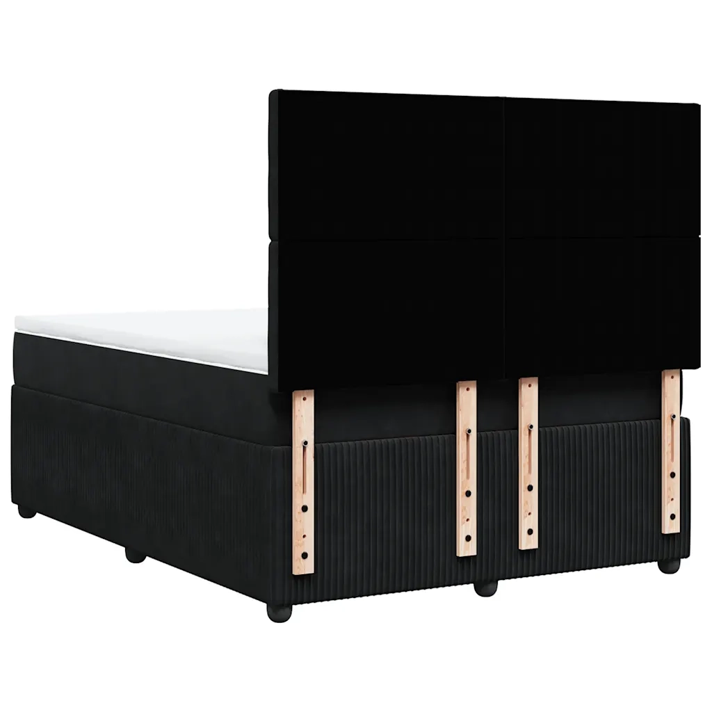Giroletto a Molle con Materasso Nero 140x190 cm in Velluto 3292348