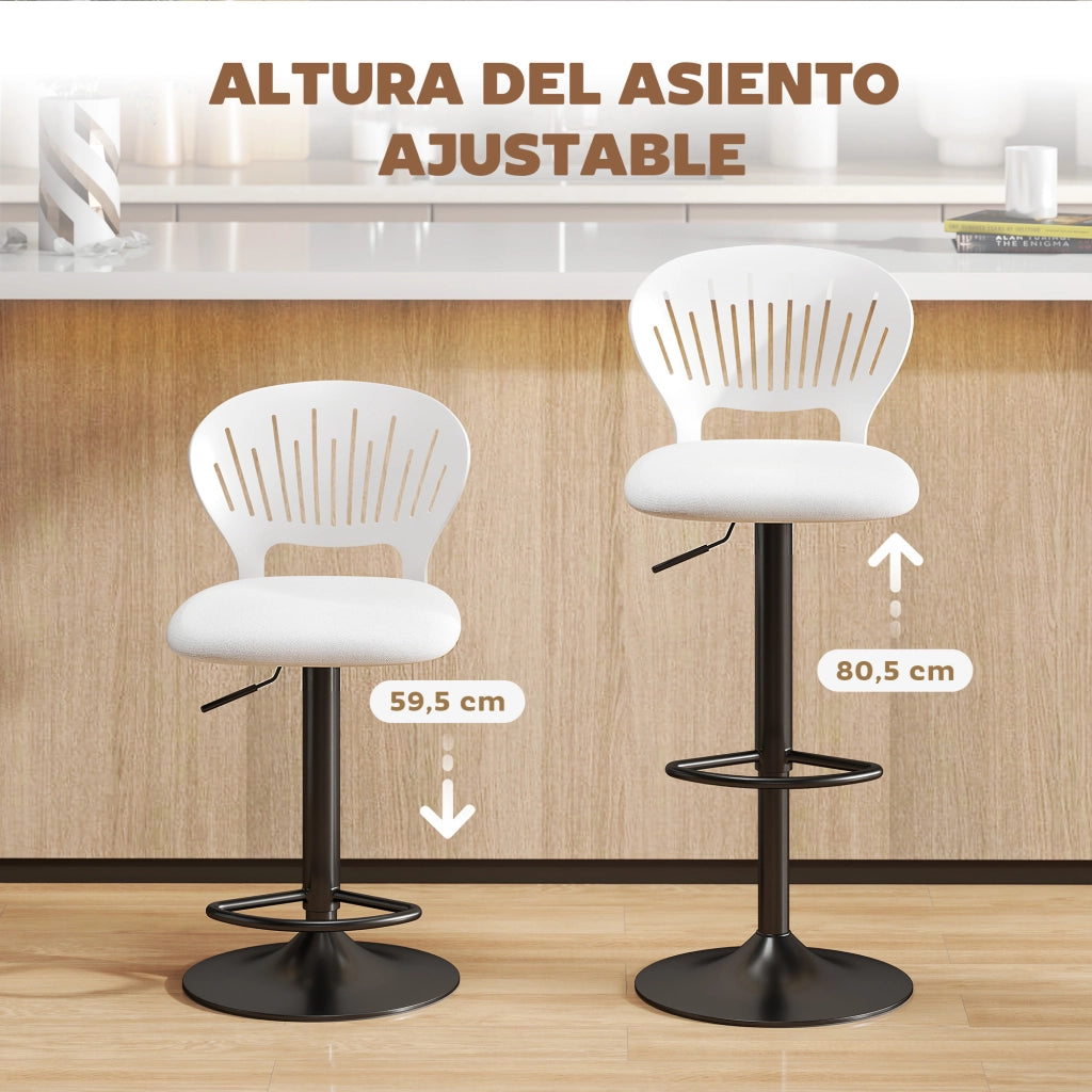 Sgabelli da Bar Regolabili in Altezza ¨C zephmum ¨C 2 Pezzi Bianco