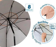Parasole per spiaggia Ø 220 cm in alluminio con UPF 50+ - Rosa