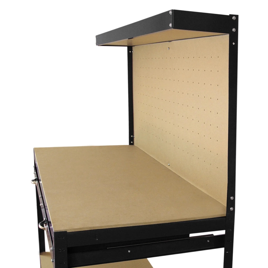 Banco da Lavoro con Parete Porta Utensili Senza Bulloni e Cassetto Portata 370kg