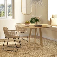 Set 2 Sedie da Pranzo Stile Boho da Interno in Rattan PE con Schienale Basso e Braccioli, Giallo