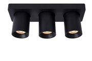 Lucide Nigel plafoniera 3 luci GU10 nera 2200K LED