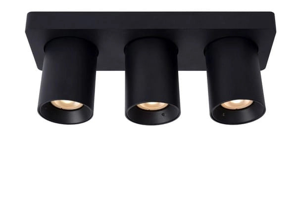 Lucide Nigel plafoniera 3 luci GU10 nera 2200K LED