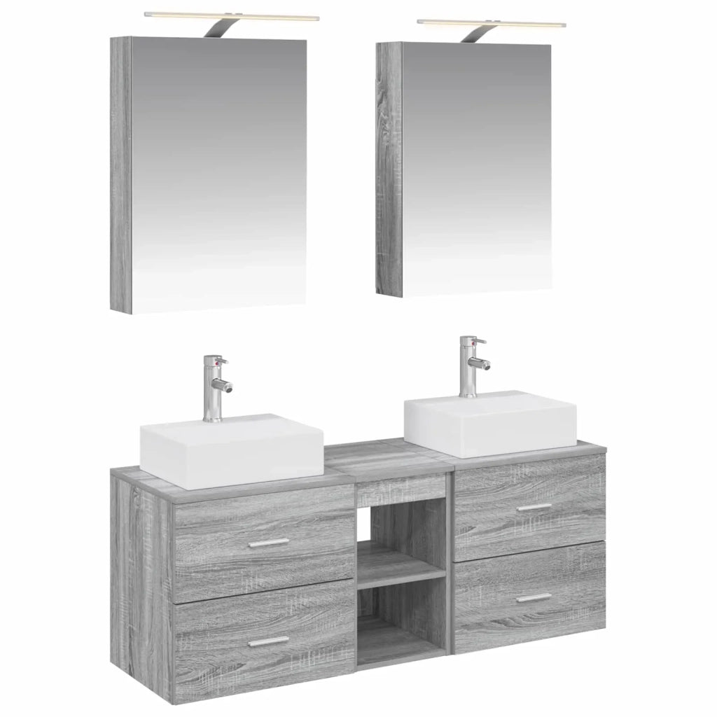 Set di mobili per il bagno 5 pcs Sonoma grigio 3406796
