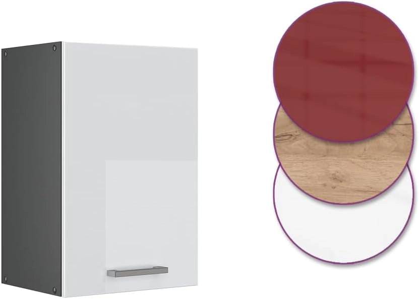 Pensile da cucina R-Line, Bianco lucido, 40 cm, per la libera combinazione all'interno di sistemi cucina modulari