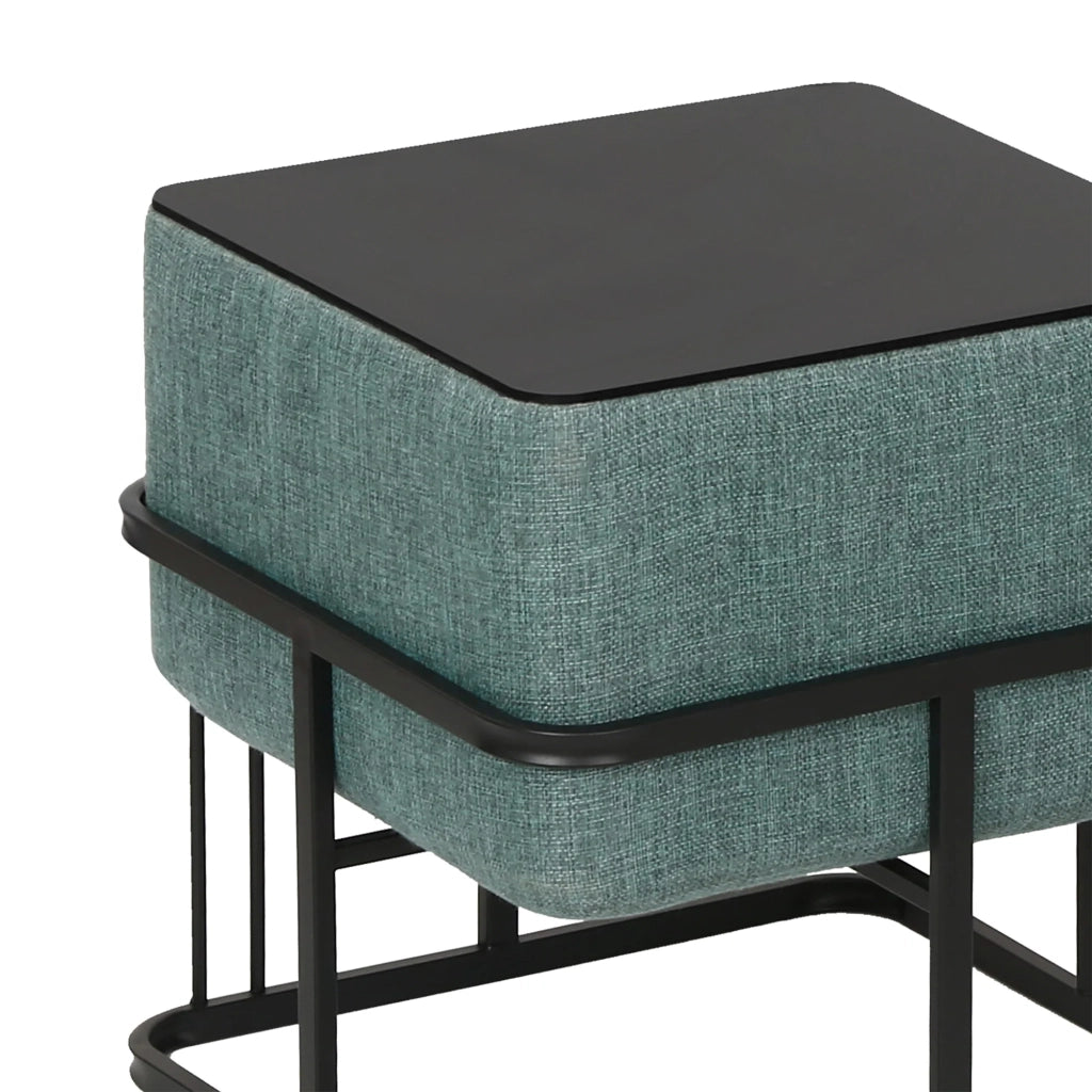 Set di 2 pouf impilabili design moderno e senza tempo multifunzionali quadrati verde 03_0009692