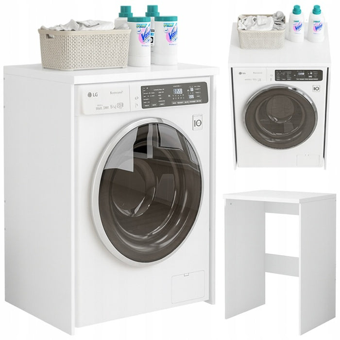 Mobile per il bagno, con finitura bianca e dimensioni 64x50x98 cm.