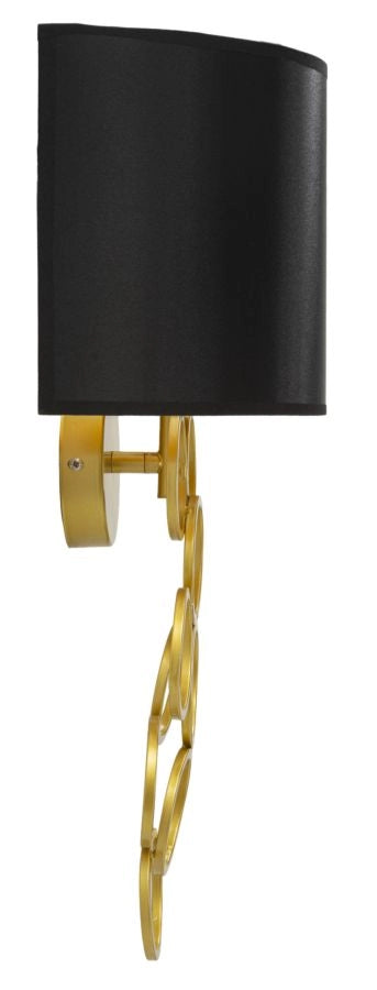 Lampada da Muro Rich 30x20x50 cm in Ferro e Tessuto Oro e Nero