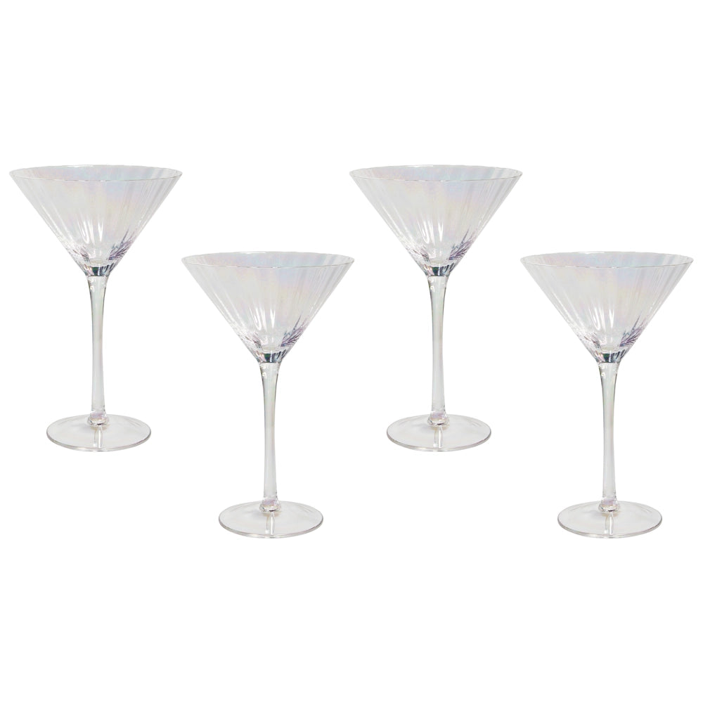 Set di 4 coppe Martini in vetro trasparente soffiate a mano in da 22 cl con finitura iridescente feste cocktail