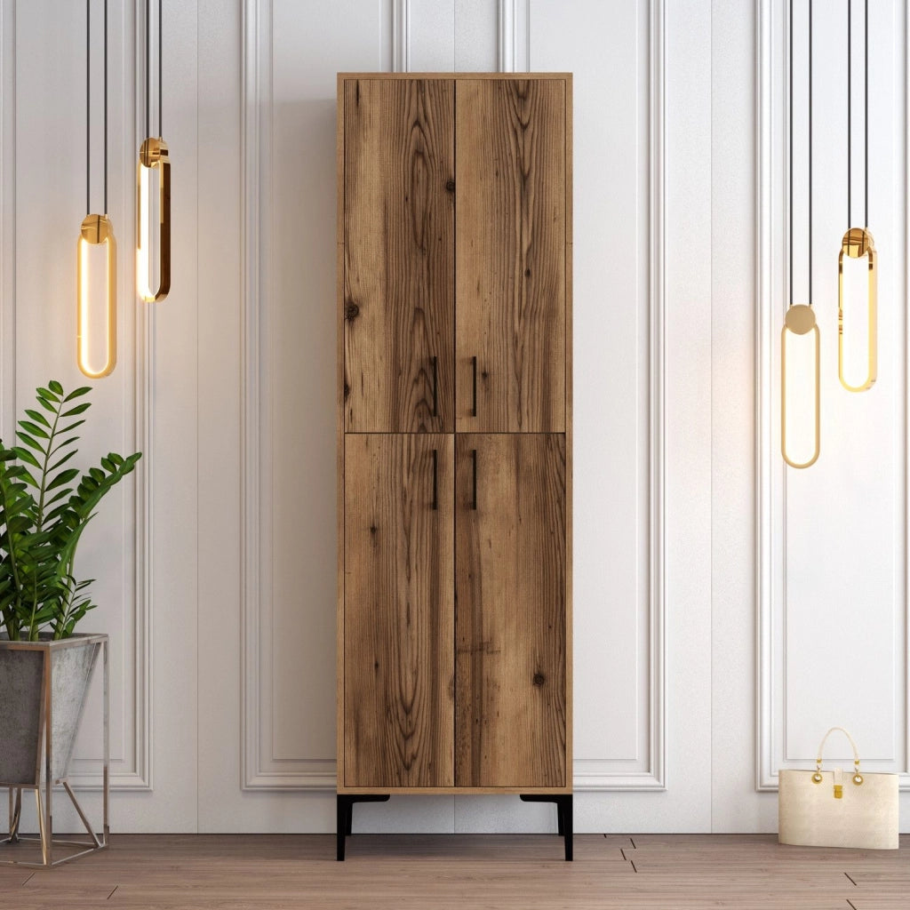 Laino, Armadio Multiuso Grande 6 Ripiani, 60x200h cm Marrone Rovere