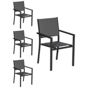 Set di 4 sedie imbottite in alluminio antracite - textilene grigio