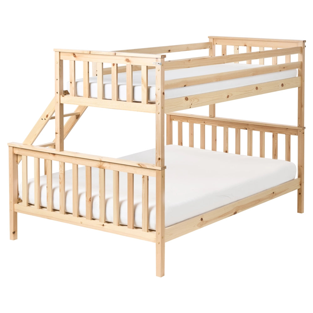 Letto a castello per bambini marrone chiaro struttura in legno 90/140 x 200 cm cameretta