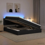 Letto con contenitore LED e materasso Nero 160 x 200 cm Tessuto 3459074