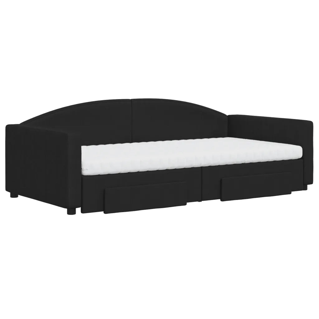 Divano Letto Estraibile con Cassetti Nero 100x200 cm in Tessuto 3197249