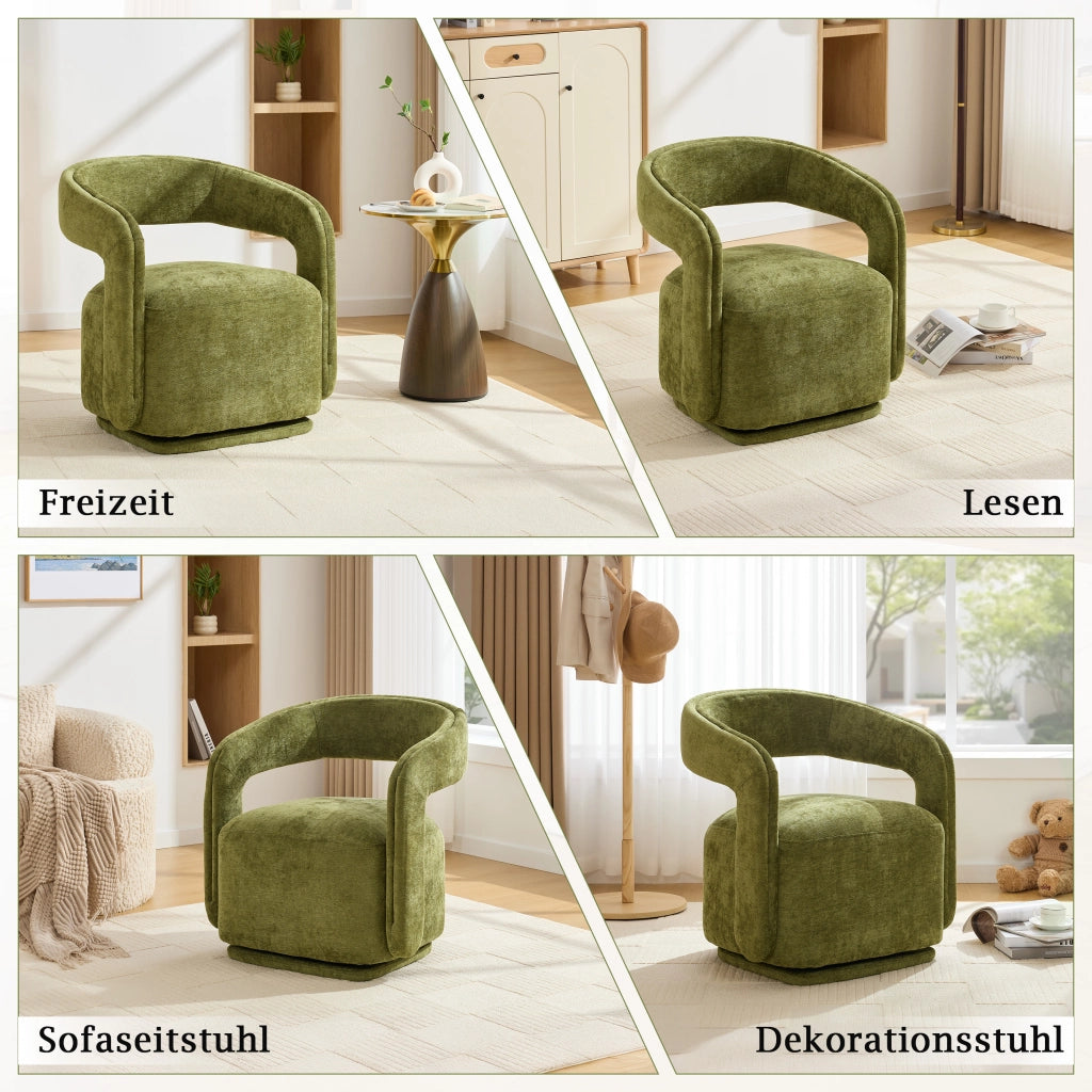 POLTRONA girevole 360° 70x65,5x74 cm chenille verde