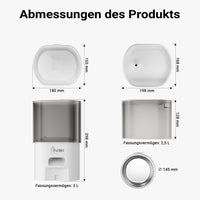 Fudajo Mangiatoia e abbeveratoio automatico per cani e gatti, distributore automatico di cibo da 3 litri e abbeveratoio da 2,5 litri, controllo mangime via app, colore bianco