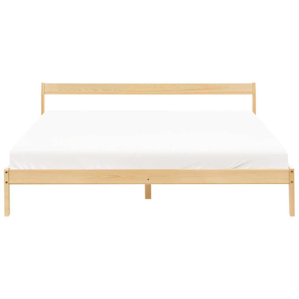 Letto matrimoniale in legno di Pino marrone chiaro con Rete a Doghe 180 x 200 cm stile minimalista