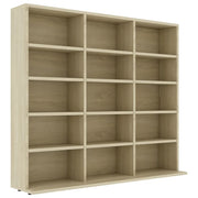 Mobile porta CD pratico 100 x 23 x 89 cm con 15 scomparti a giorno stile moderno in legno di rovere Sonoma preverniciato. Codice articolo: 02_0047693.