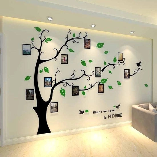 Decorazione di Parete 3D per Foto e Piante, Stickers Autoadesivi per Soggiorno, Camera da Letto e Bambino, Decorazione di Parete per Camera da Letto, Soggiorno e Bambino (Verde, Sinistra)