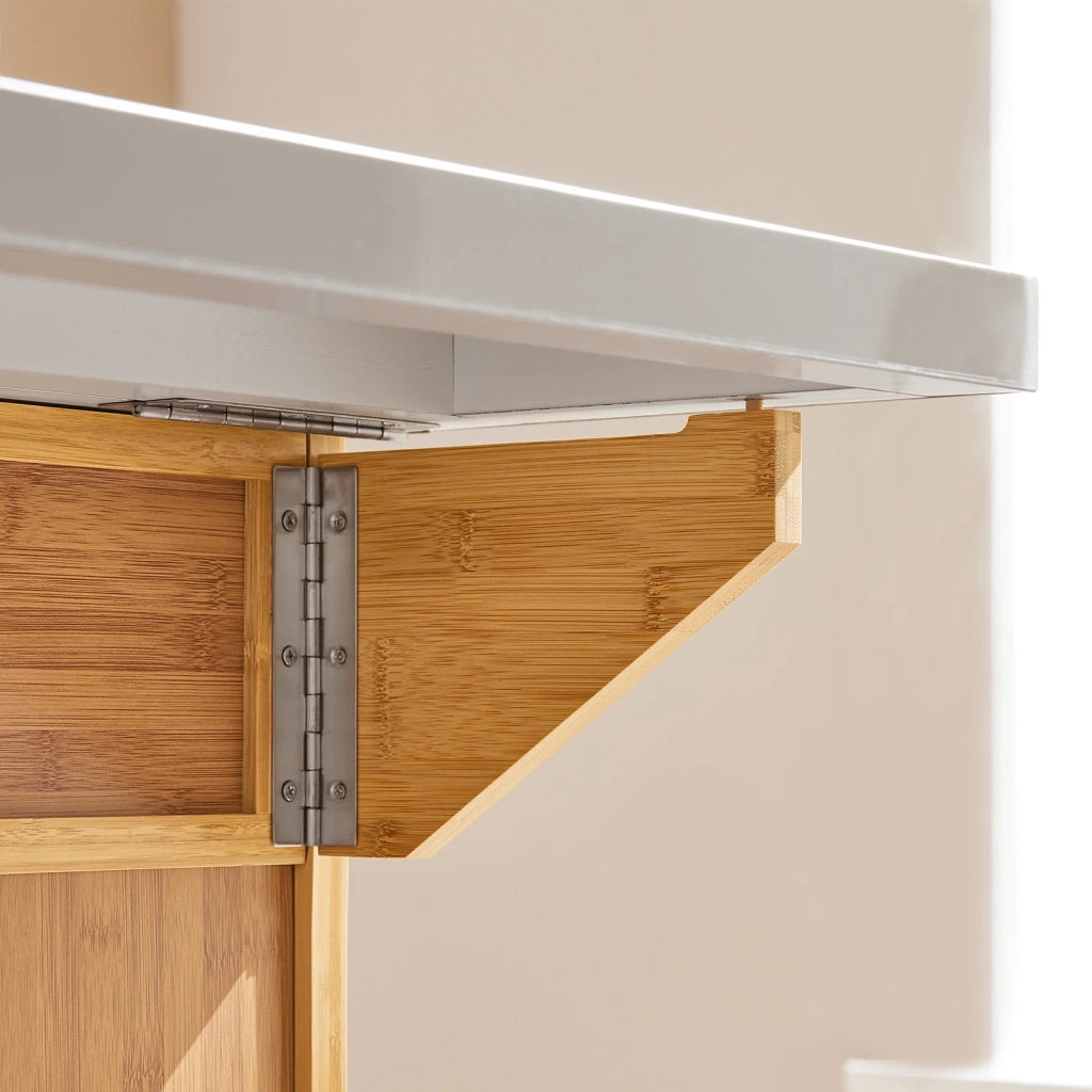 Carrello Cucina Credenza Legno Piano Lavoro Cucina Piano in Acciaio è allungabile FKW69-N