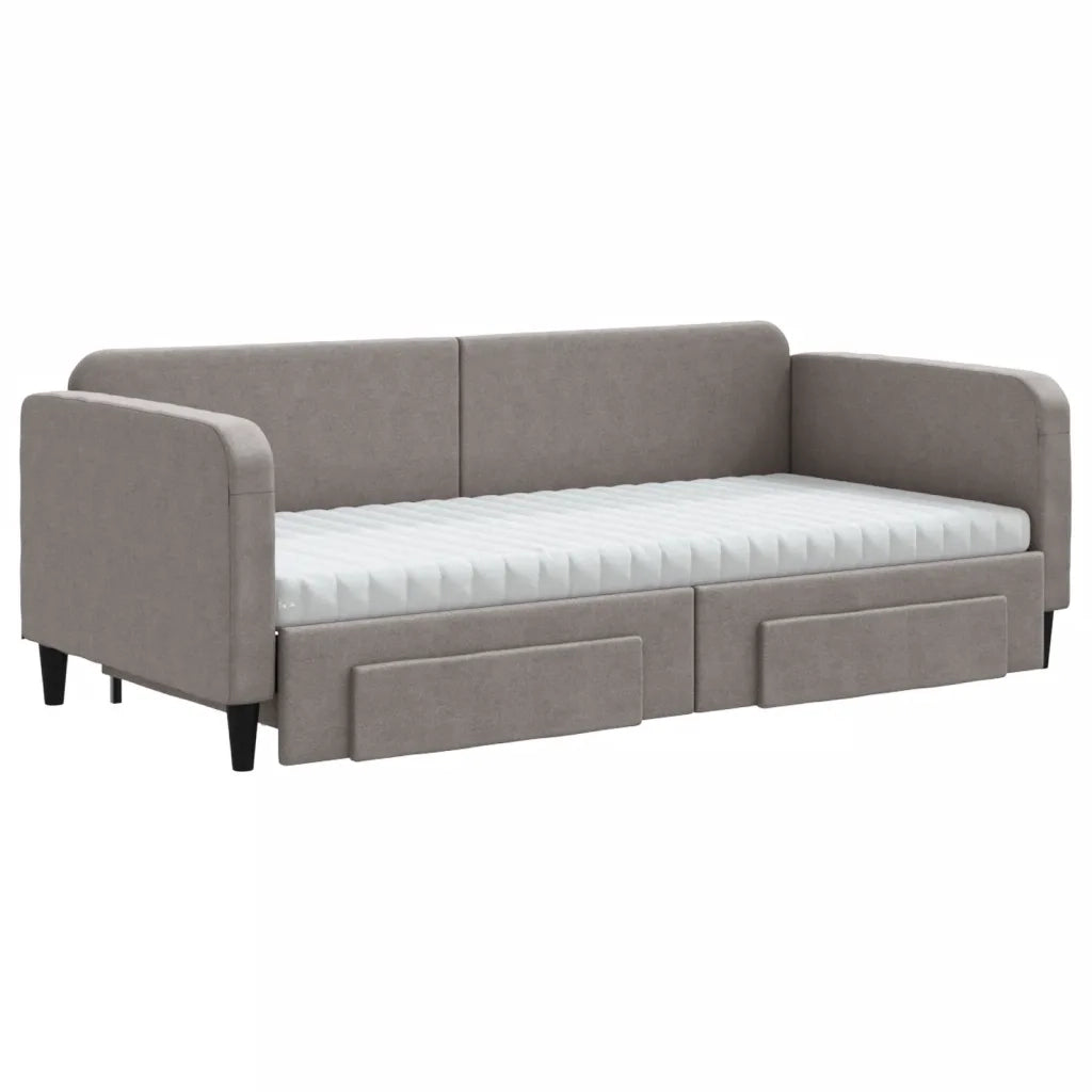 Divano Letto Estraibile con Cassetti Tortora 90x200 cm Tessuto 3196873