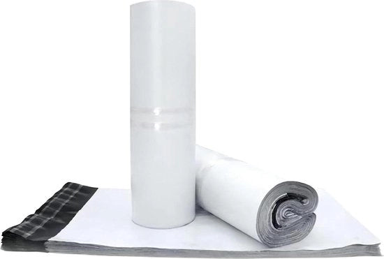 100 Pacchi di Materiale di Sigillatura per Buste da 35x45cm, Waterresistenti e Resistenti all'Umidità, Bianchi