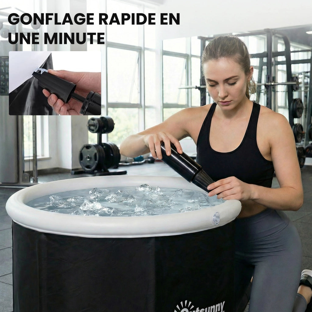 Vasca da Bagno Pieghevole Gonfiabile 280L con Coperchio e Pompa ¨C Zephmum ¨C 78x78x71 cm, Nero