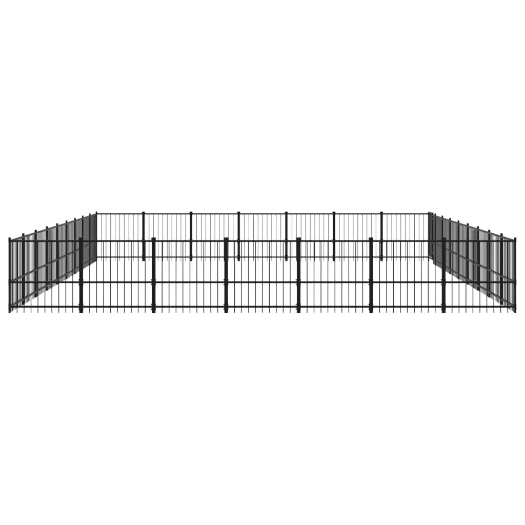 Gabbia per cuccia recinto per animali da esterno per cani in acciaio 59,28 m² nero 02_0041867