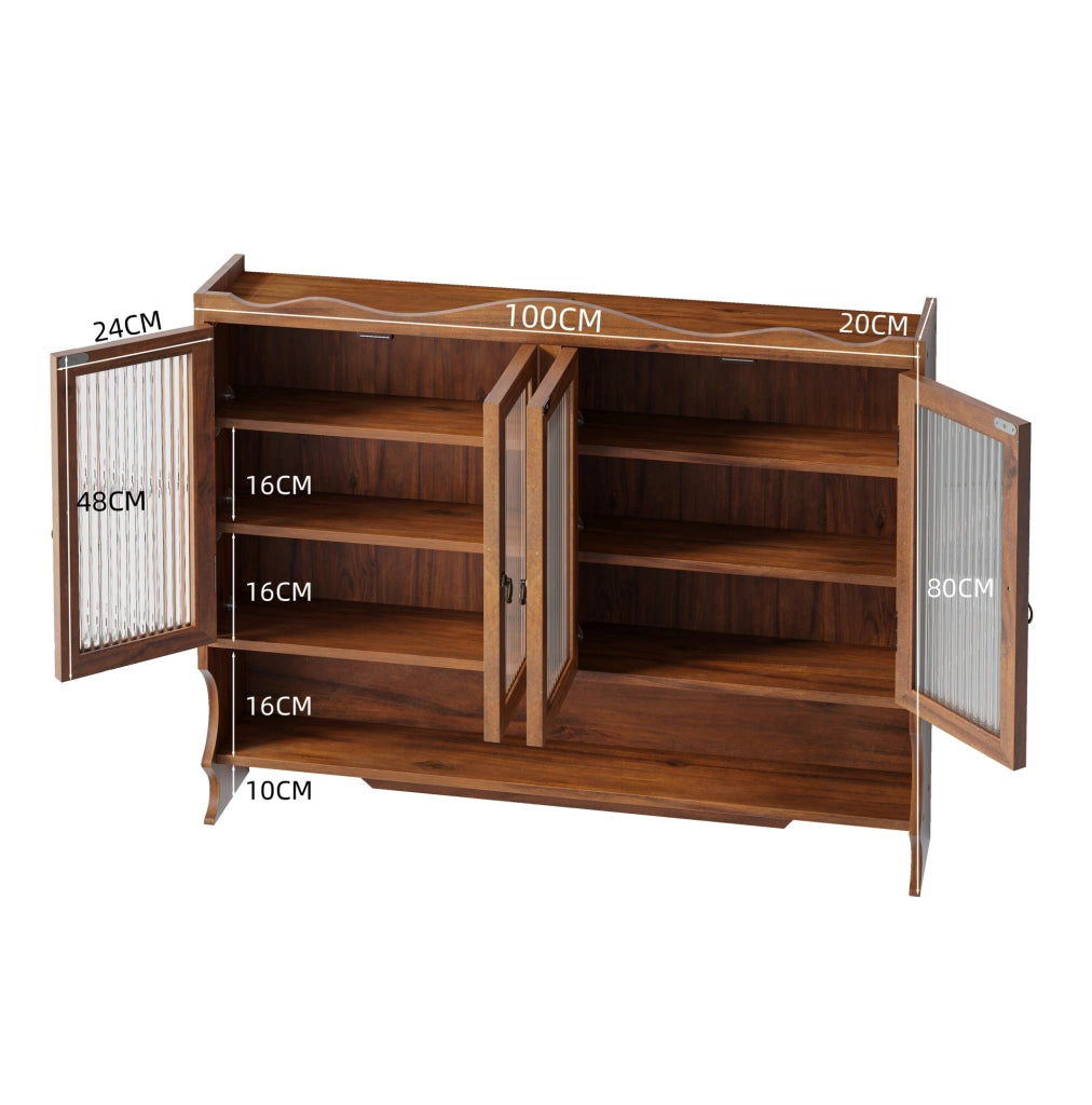 Mobile contenitore in legno massello e vetro 100x20x80 cm marrone