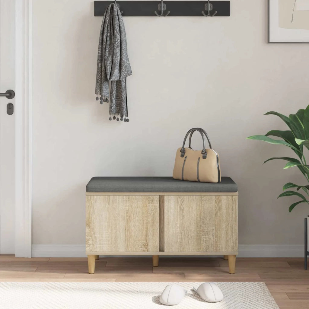 Panca per ingresso con cuscino Rovere Sonoma 80 x 38 x 46 cm 891530