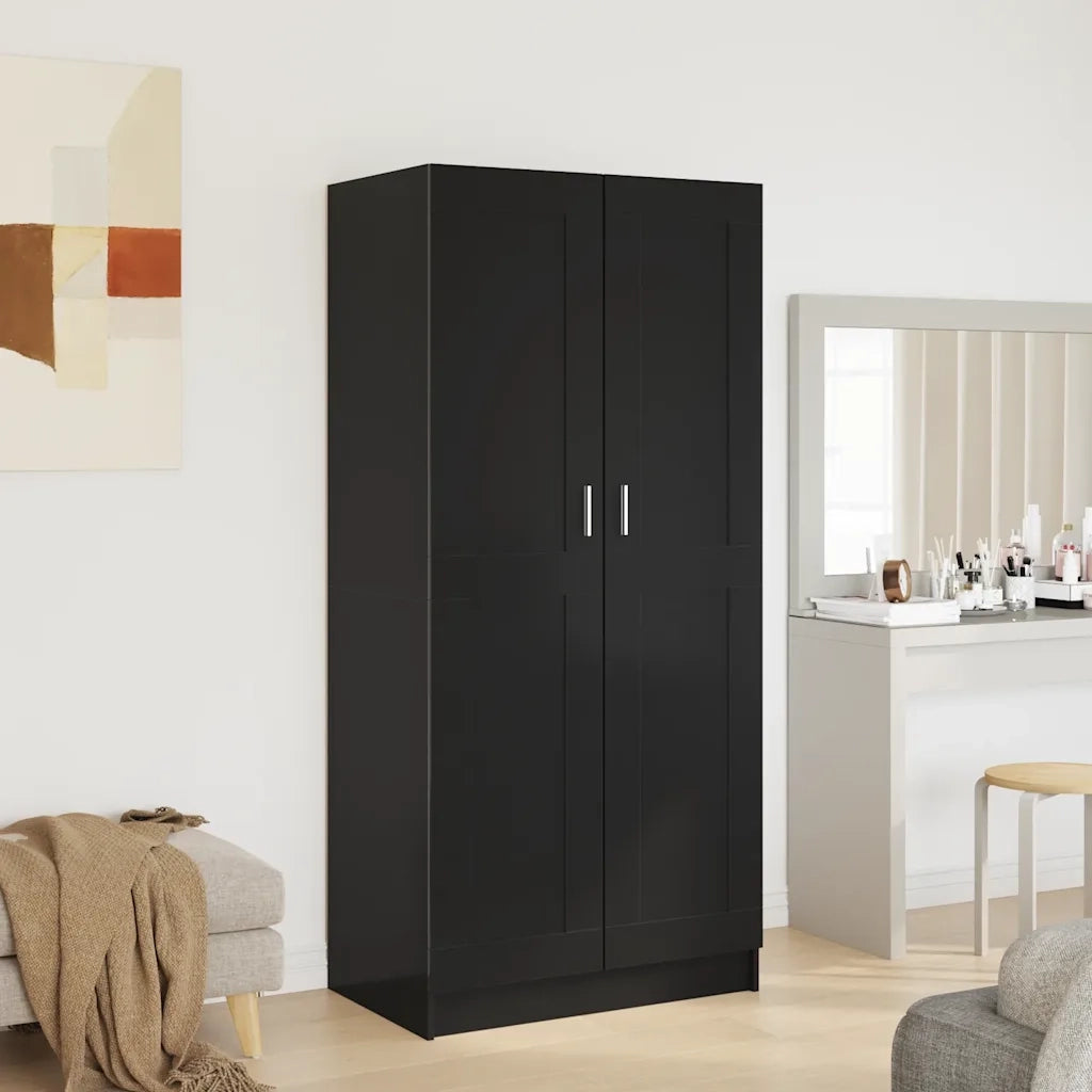 Armadio Nero Lucido 82,5x51,5x180 cm in Legno Multistrato 803441
