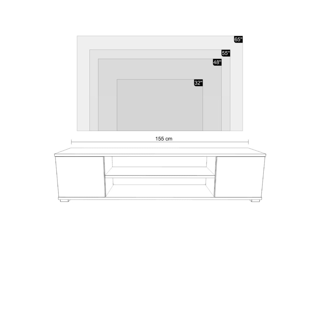 Mobile Porta TV Focus 155 Bianco in Legno Laminato