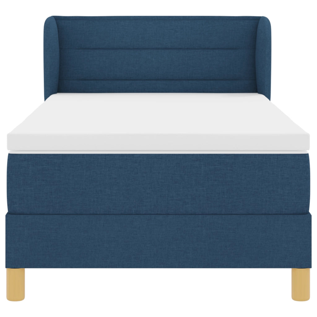 Letto con Box Spring e Materasso Blu 100x200 cm Tessuto