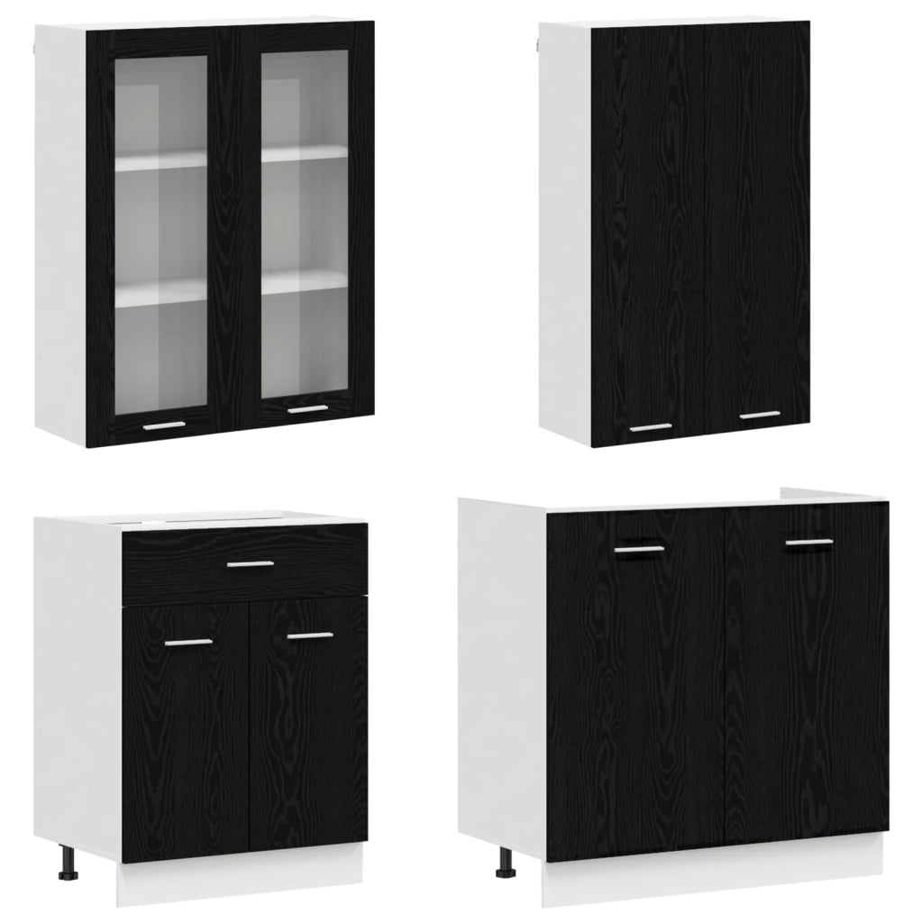 Unità Cucina LYON 4 pcs Rovere Nero Legno ingegnerizzato 3438364