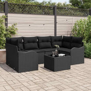 Set Divano da Giardino 7 pcs Nero Polyrattan, Acciaio e Vetro 3354272