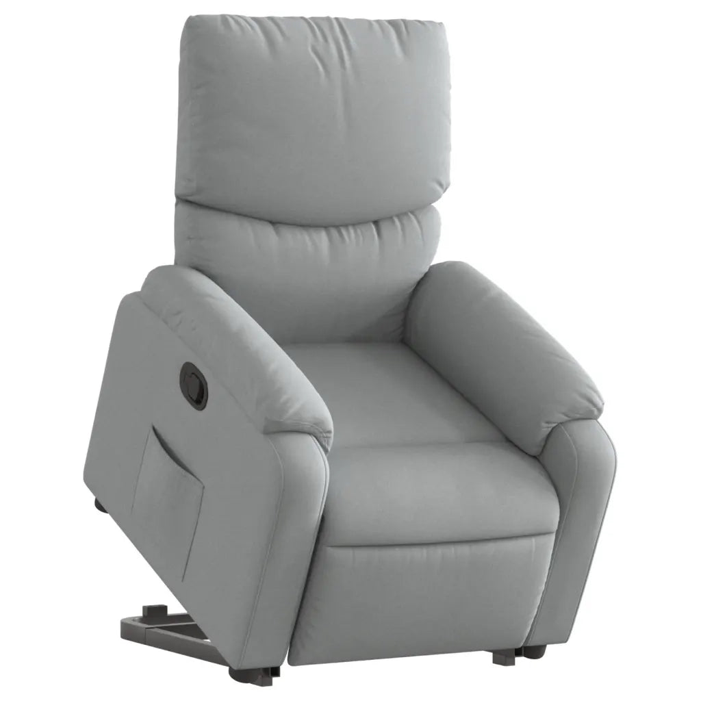 Poltrona | Sedia Relax Alzapersona Reclinabile Grigio Chiaro in Tessuto