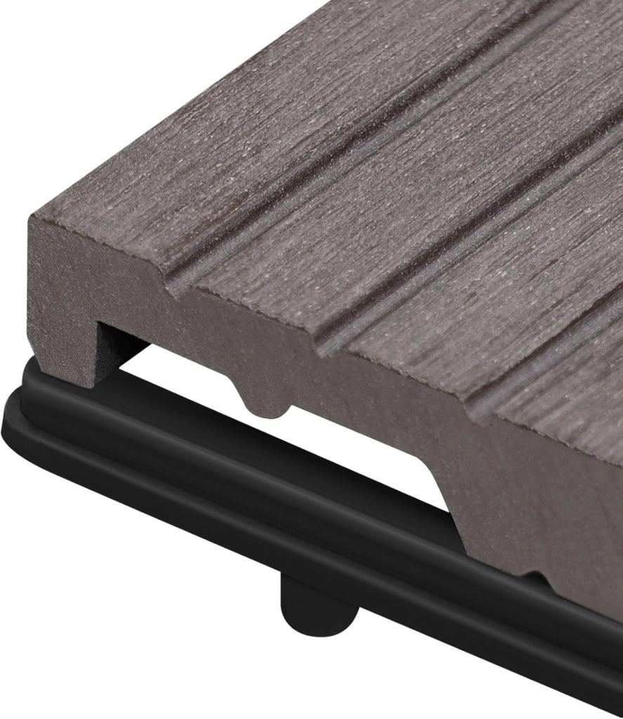 GTF005co Piastrelle per Pavimenti da Esterno Mattonelle Pavimentazione ad Incastro Click-Deck in Legno Composito, con 6 Pannelli da 30x60 cm Caffè