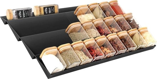 Kruidenrek estraibile per contenitori - organizzatore di erbe con pareti laterali antiscivolo, 4 piani (30-60 cm)
