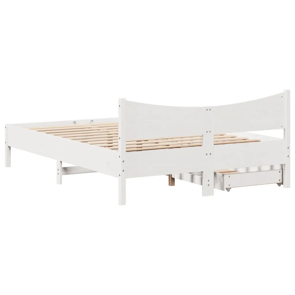 vidaXL Giroletto con Cassetti Bianco 120x190 cm Legno Massello di Pino