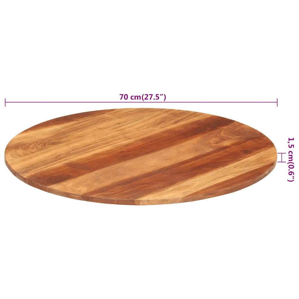 Piano Tavolo in Legno Massello di Acacia Rotondo 15-16 mm 70 cm