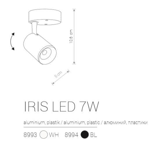 Faretto LED superficie Nowodvorski Iris bianco 7W 3000K