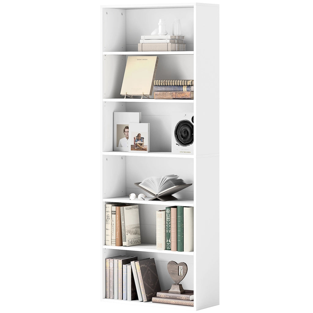 Libreria 6 livelli con ripiani regolabili ¨C zephmum ¨C bianco 60x24x158.5 cm