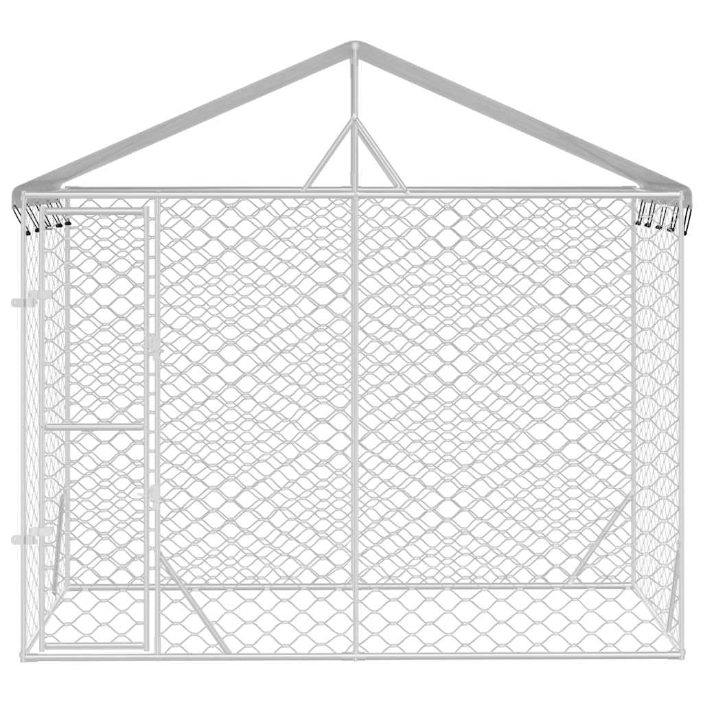 Cuccia/gabbia/recinto per cani con tetto argentato 3 x 1,5 x 2,5 m Argento 02_0041898
