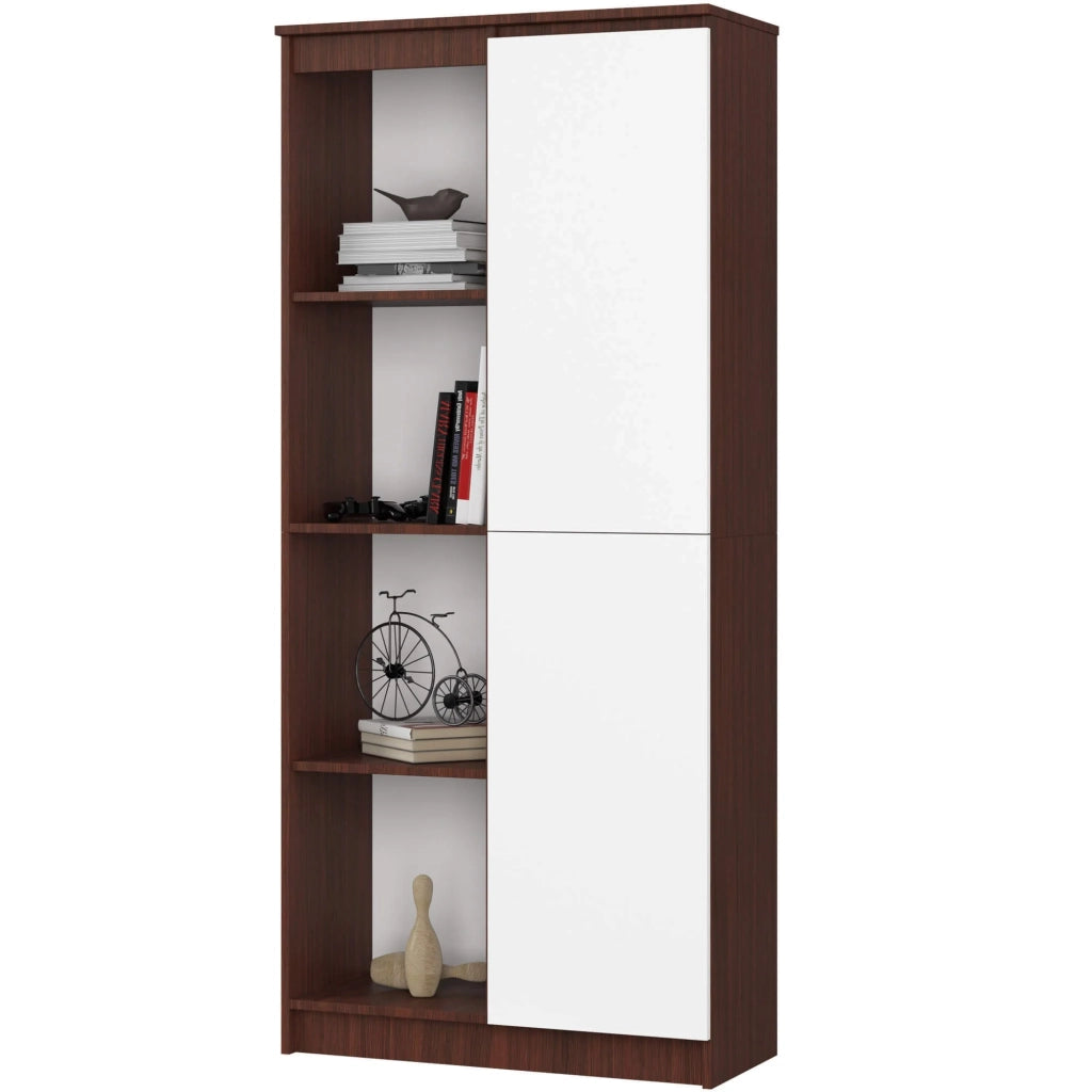 Armadio da ufficio AKORD R80 Wengé 80 cm 1 anta inserto frontale Bianco 80x35x180 cm