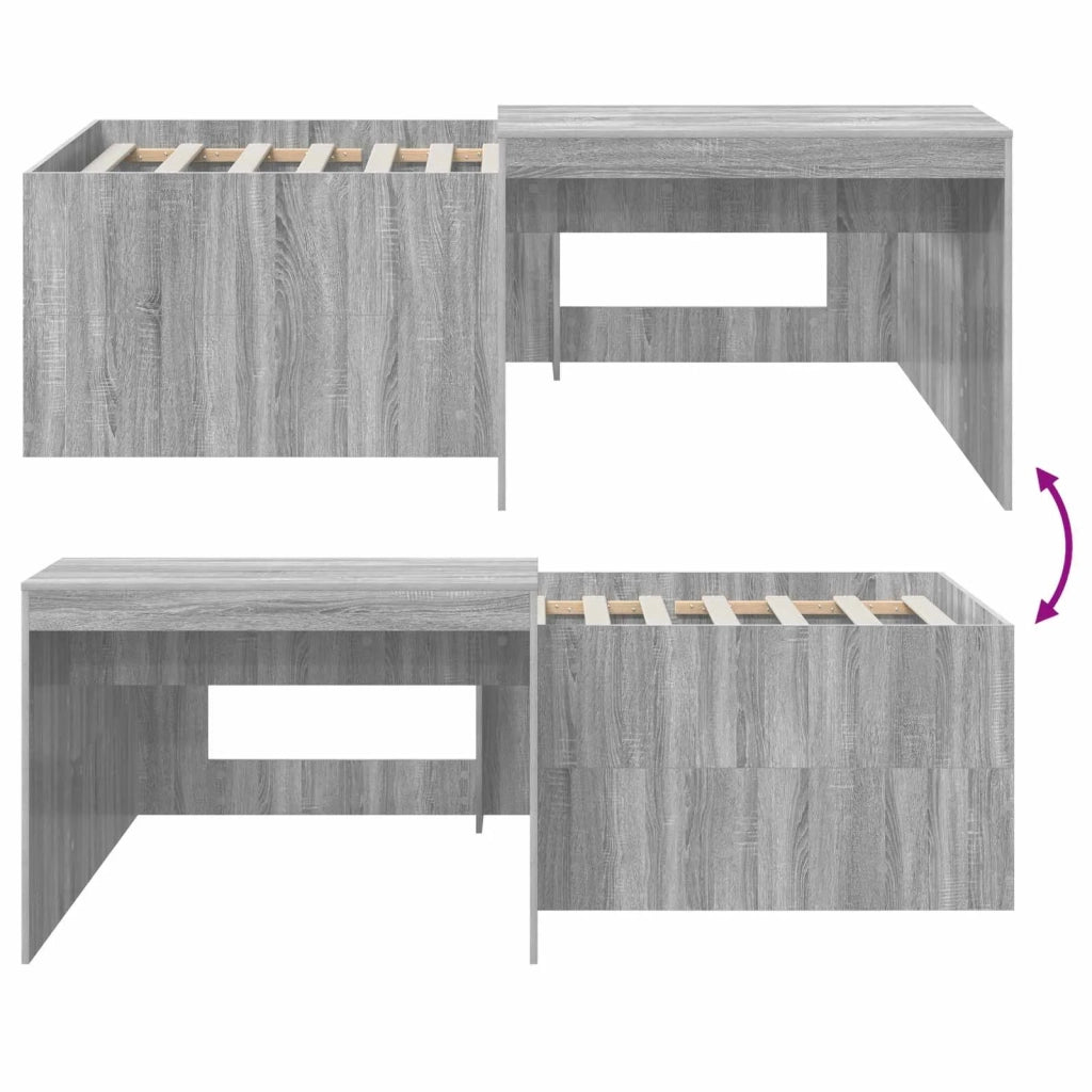 Letto alto per bambini con scrivania Sonoma grigio 90 x 200 cm