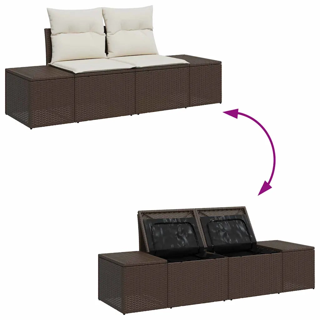 Set Divano da Giardino con cuscino 8 pcs Marrone e Crema 3357861