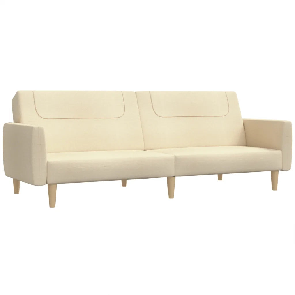 Divano Letto a 2 Posti Crema in Tessuto 375787